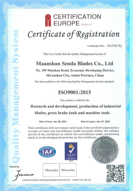 Chiny Senda Group Co.，Ltd Certyfikaty